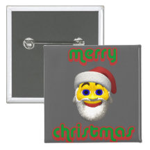 Yellow santa smilie with merry christmas button