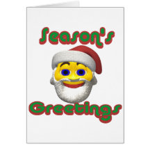 Yellow santa smilie with season greetings card