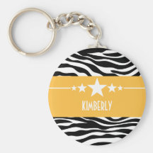 Yellow Sassy Star Zebra Keychain