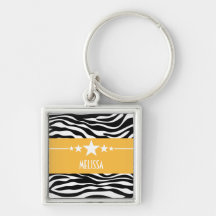 Yellow Sassy Star Zebra Premium Keychain