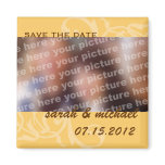 Yellow save the date wedding announcement photo magnets