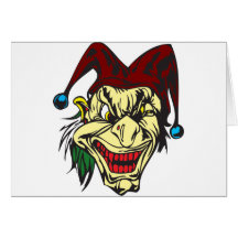 Yellow Scary Jester Greeting Cards