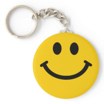 Yellow Smiley Face Key Chain