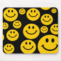 Yellow Smiley face mousepad -customise bkgrd colou