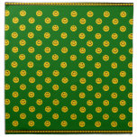 Yellow Smiley Face Pattern on Green Printed Napkin