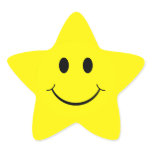 Yellow Smiley Face Star Shape Stickers