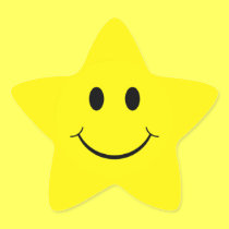 Yellow Smiley Face Star Shape Stickers stickers