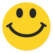 Yellow Smiley Face Round Sticker