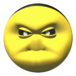 Yellow smiley face that is angry. stickers