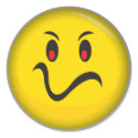 Yellow smiley face that is annoyed stickers