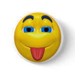 Yellow Smiley Sticking Out Tounge Buttons