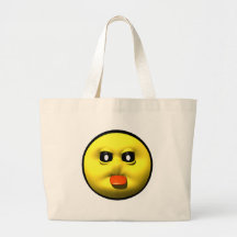 Yellow smiley sticking out tounge canvas bags