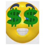 yellow smiley with money eyes flyer