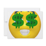 yellow smiley with money eyes invitations