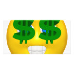 yellow smiley with money eyes photo cards