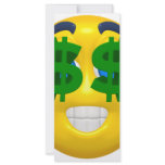 yellow smiley with money eyes rack cards
