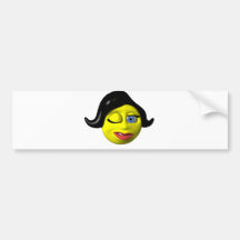 Yellow smiley woman winking at you bumper stickers