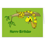 Yellow Snake in a Tree Reptile Birthday Card