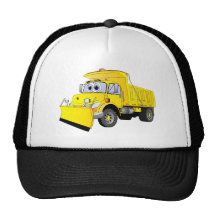Yellow Snow Plough Cartoon Mesh Hats