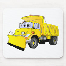 Yellow Snow Plough Cartoon Mousemat