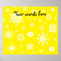 Yellow snowflakes pattern posters