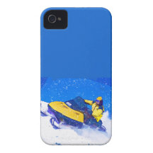 Yellow Snowmobile in Blizzard iPhone 4 Case-Mate Cases