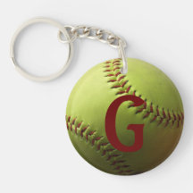 Yellow Softball Acrylic Keychain