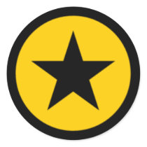 yellow Star Round Sticker