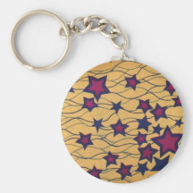 Yellow stars African Print key chain