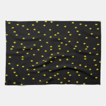Yellow Stars On Black Towel