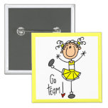 Yellow Stick Figure Cheerleader T-shirts and Gifts Pinback Button