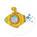 Yellow Submarine Round Stickers