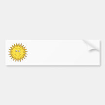 Yellow Summer Sun with a Happy Face. Bumper Stickers