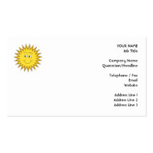 Yellow Summer Sun with a Happy Face. Business Card Template