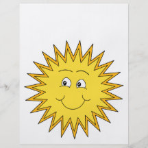 Yellow Summer Sun with a Happy Face. Full Color Flyer
