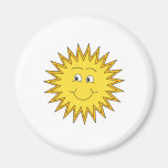 Yellow Summer Sun with a Happy Face. Fridge Magnets