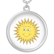 Yellow Summer Sun with a Happy Face. Personalized Necklace