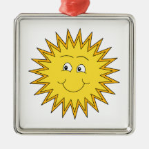 Yellow Summer Sun with a Happy Face. Ornament