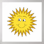 Yellow Summer Sun with a Happy Face. Poster