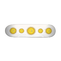 Yellow Summer Sun with a Happy Face. Skate Deck
