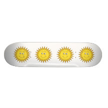 Yellow Summer Sun with a Happy Face. Skateboards