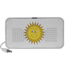 Yellow Summer Sun with a Happy Face. Travel Speaker