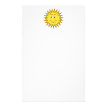 Yellow Summer Sun with a Happy Face. Customized Stationery