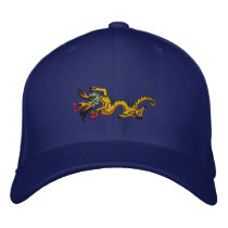 YELLOW SUN  dragon Embroidered Hat