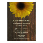 Yellow Sunflower & Barnwood Fall Wedding Personalized Invitation