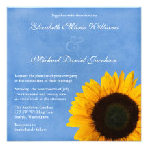 Yellow Sunflower Blue Sky Wedding Personalized Announcements