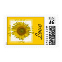 Yellow Sunflower Love Wedding Postage Stamp