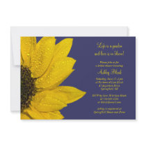 Yellow Sunflower Navy Bridal Shower Invitation