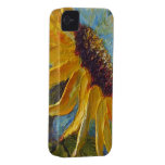 Yellow Sunflower on Blue Background iPhone 4 Case