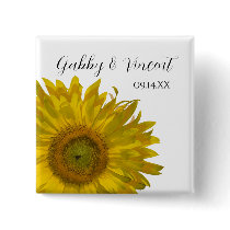 Yellow Sunflower Wedding Button